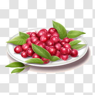 Red Cranberries - Plate Of Fresh Cranberries Transparent PNG