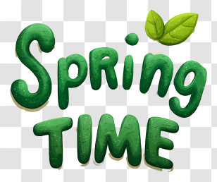 Spring Logo Word - Green Spring Time Lettering Transparent PNG