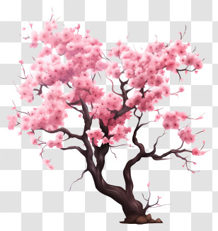 Pastel Cherry Blossom Tree - Pink Cherry Blossom Tree Illustration Transparent PNG