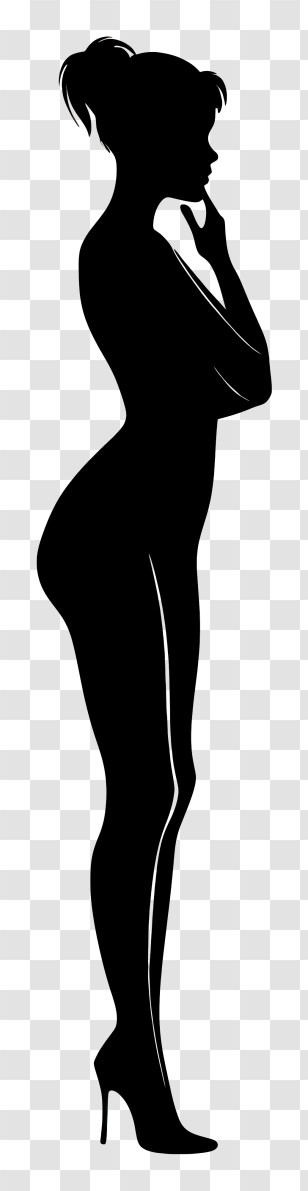 Girl Silhouette - Elegant Silhouette Of A Woman In Graceful Pose Transparent PNG