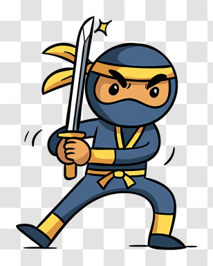Lego Ninja - Ninja With Sword In Blue And Yellow Suit Transparent PNG