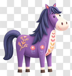 Purple Pony - Decorative Purple Cartoon Horse Transparent PNG