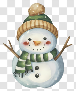 Watercolor Painting - Adorable Snowman Illustration In Winter Style Transparent PNG