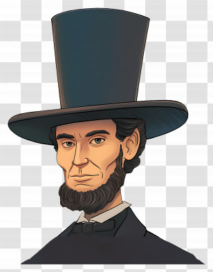 Abraham Lincoln - Man With Tall Hat In Cartoon Style Transparent PNG