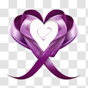 Purple Heart Day - Elegant Purple Ribbon Heart Illustration Transparent PNG