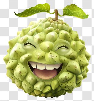 3d Cartoon Fruit - Smiling Green Fruit Cartoon Transparent PNG