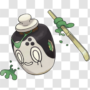 Poltchageist - Ink Bottle With Green Paint And Brush Transparent PNG