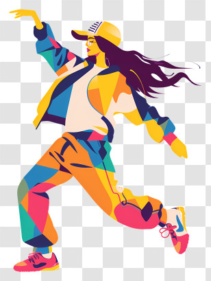 Hip Hop Dance - Colorful Dancer In Motion Transparent PNG
