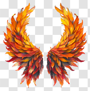 Fire Wings - Colorful Feathered Wings Transparent PNG