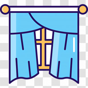 Curtains Logo - Blue Window Curtains Transparent PNG