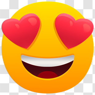 Emoji With Heart Eyes - Heart-Eyed Smiling Emoji Expressing Love Transparent PNG