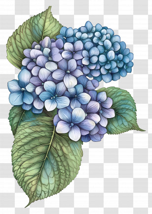 Hydrangea - Blue And Purple Hydrangea Illustration Transparent PNG