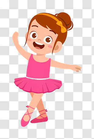 Dancer - Cheerful Cartoon Ballerina Girl In Pink Tutu Transparent PNG