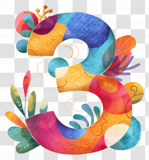 Number 3 - Colorful 3 Number Design Transparent PNG