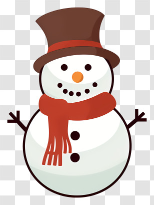 Cartoon Snowman - Snowman With Hat And Scarf For Winter Festivities Transparent PNG