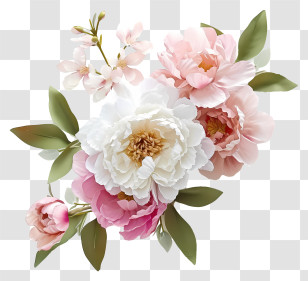 Flowers - Beautiful Pink And White Flowers Transparent PNG