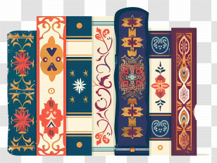 Books Standing - Decorative Books With Artistic Covers Transparent PNG