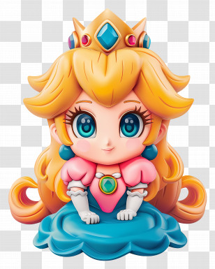 Princess Peach - Elegant Cartoon Princess With Crown And Blue Eyes Transparent PNG