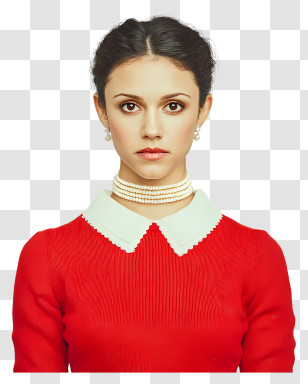 Elegant Woman - Portrait Of Woman In Red Sweater Transparent PNG