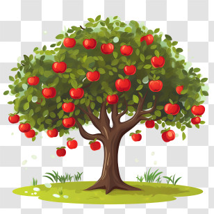Fruit Tree
 - Lush Apple Tree With Red Fruits In Nature Transparent PNG