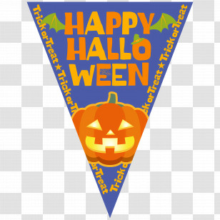 Halloween Flag Garland - Happy Halloween Banner With Pumpkin Illustration Transparent PNG