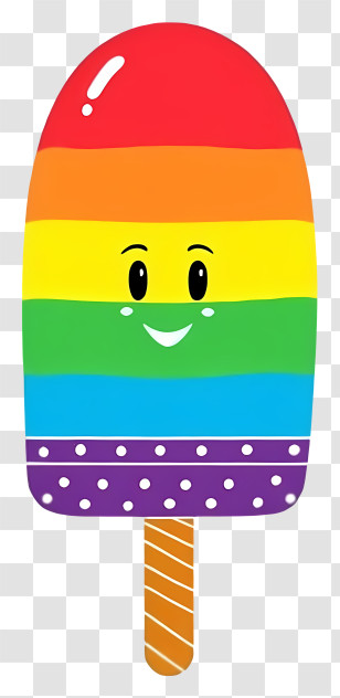 Cartoon Ice Lolly - Rainbow Smiling Popsicle Transparent PNG