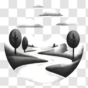 River Icon - Monochrome River Landscape Transparent PNG