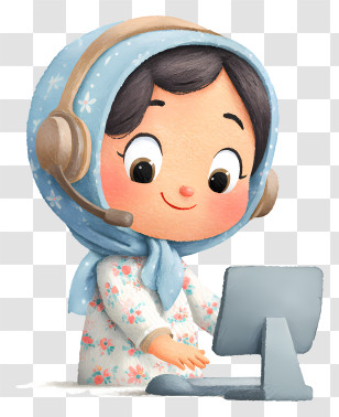 Customer Service Center - Cute Support Agent At Computer Transparent PNG