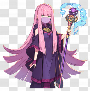 Ryuzu Meyer - Pink-haired Anime Character With Magical Staff Transparent PNG