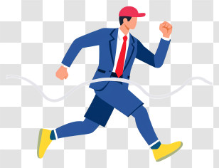 Man Crossing Finish Line - Casual Businessman Running Transparent PNG