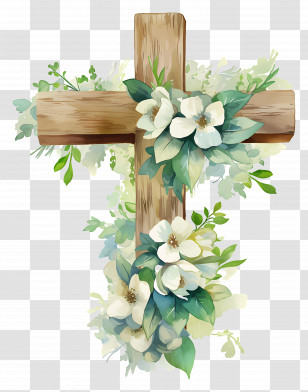Christian Cross - Floral Cross Decoration Transparent PNG