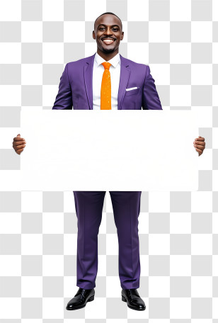Businessman Holding Blank Placard - Smiling Man With Blank Sign Transparent PNG