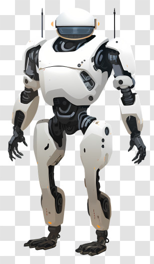 Robot - White Humanoid Robot Design Transparent PNG