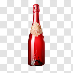 Champagne - Elegant Red Wine Bottle Design Transparent PNG