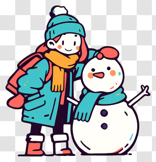 Making A Snowman - Child Building Snowman Cartoon Transparent PNG
