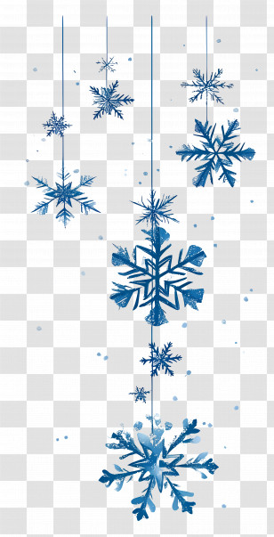 Falling Snowflakes - Hanging Blue Snowflakes Transparent PNG