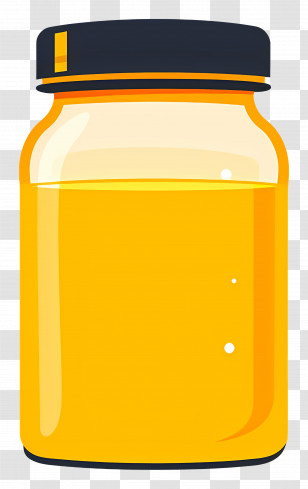 Ghee Butter Jar - Yellow Jar With Black Lid Illustration Transparent PNG