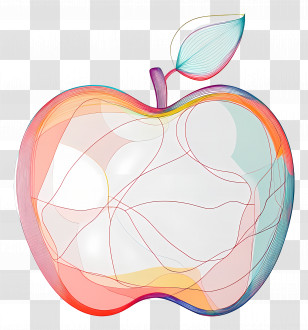 Apple Lineart - Colorful Apple Abstract Design Transparent PNG