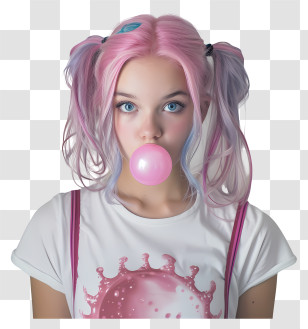 Bubble Gum Day - Girl Blowing Bubble Gum Transparent PNG