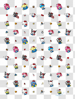 Hello Kitty - Cute Sanrio Characters Pattern Transparent PNG