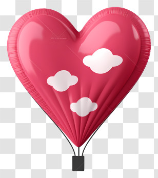 Pink Heart Shaped Balloon - Heart Shaped Hot Air Balloon Decoration Transparent PNG