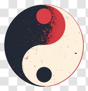 Yin Yang - Red And Black Distressed Yin-Yang Symbol Transparent PNG