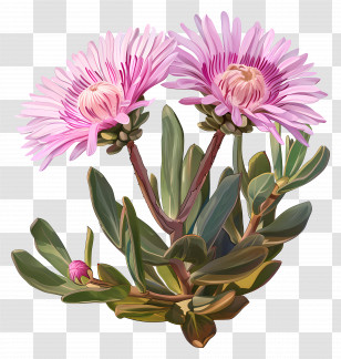 Ice Plant Flower - Pink Ice Plant Flowers In Bloom Transparent PNG