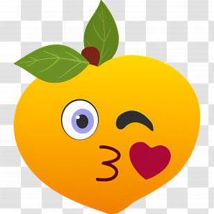 Emoji Peach - Winking Peach Emoji With Heart Illustration Transparent PNG