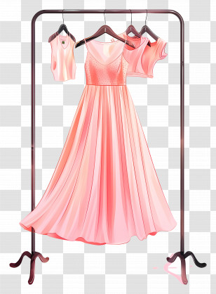 Standing Clothes Rack - Elegant Pink Dress On Hanger Transparent PNG