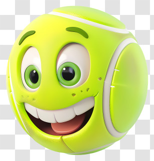 3d Cartoon Ball - Smiling Tennis Ball Cartoon Transparent PNG