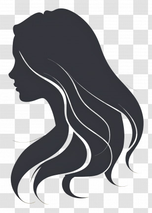 Girl Logo - Woman Silhouette With Wavy Hair Design Transparent PNG