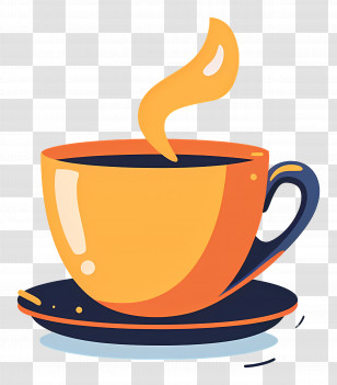 Coffee Cup - Yellow Teacup With Steam Transparent PNG
