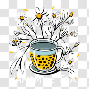 Chamomile Tea - Chamomile Tea With Flowers Illustration Transparent PNG
