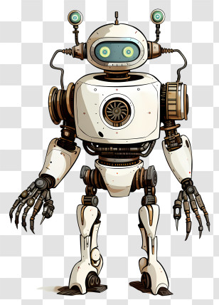 Robot - White Robot With Antennas Cartoon Illustration Transparent PNG